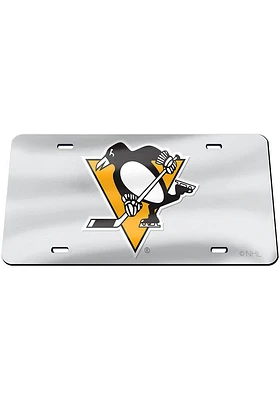Pittsburgh Penguins Silver Inlaid Car Accessory License Plate