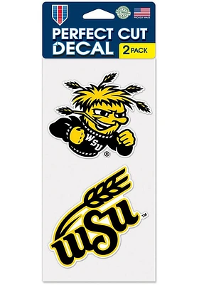 Wichita State Shockers 4x4 2 Pack Auto Decal - Yellow