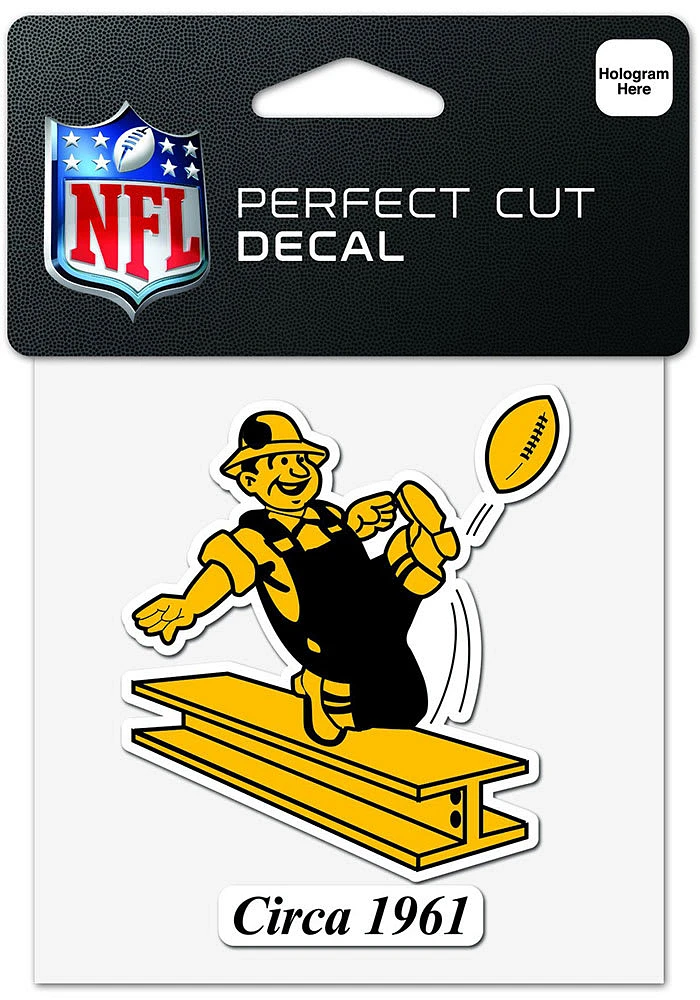 Pittsburgh Steelers 4x4 Retro Design Auto Decal - Yellow