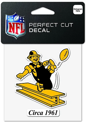 Pittsburgh Steelers 4x4 Retro Design Auto Decal - Yellow
