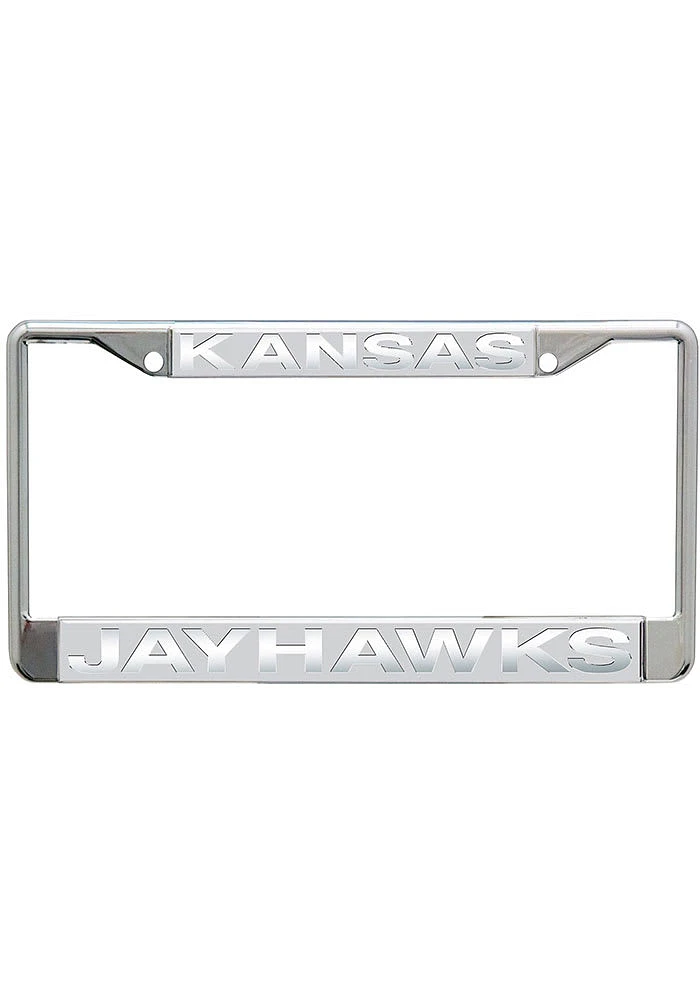 Kansas Jayhawks Frosted License Plate Frame - Silver