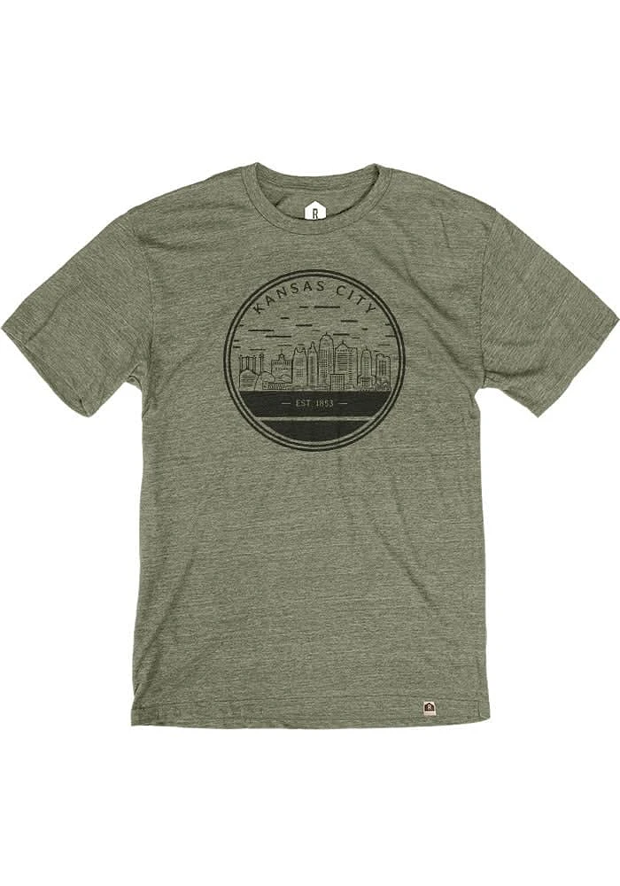 Rally Kansas City Olive Circle Skyline Short Sleeve Fashion T Shirt