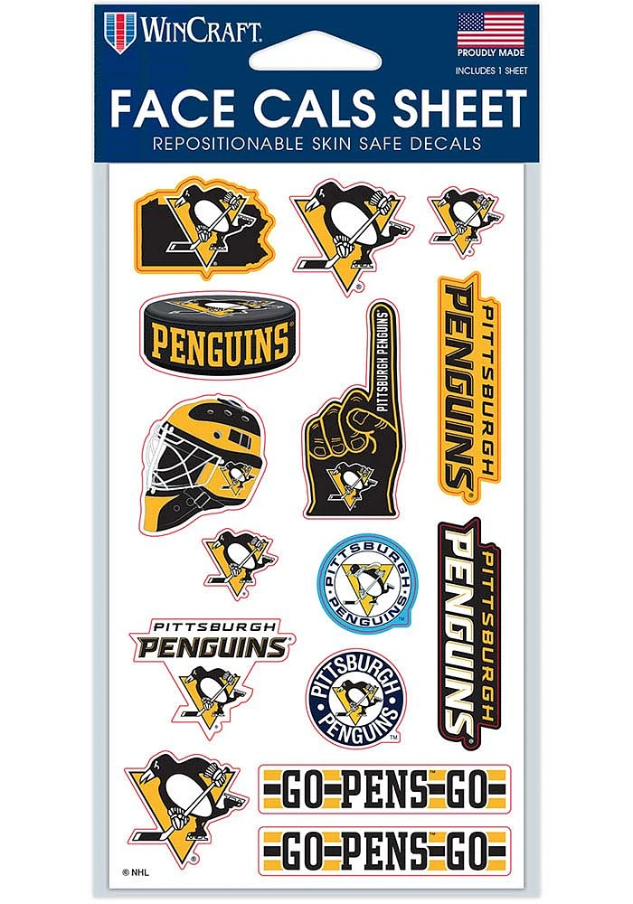 Pittsburgh Penguins 4x7 Face Tattoo