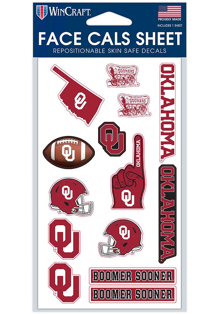 Oklahoma Sooners 4x7 Face Tattoo