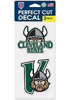 Cleveland State Vikings 4x4 2 Pack Auto Decal - Green