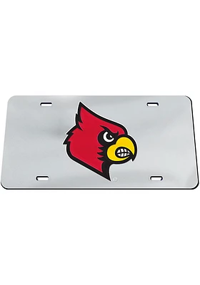 Louisville Cardinals Silver Team Logo Silver Car Accessory License Plate