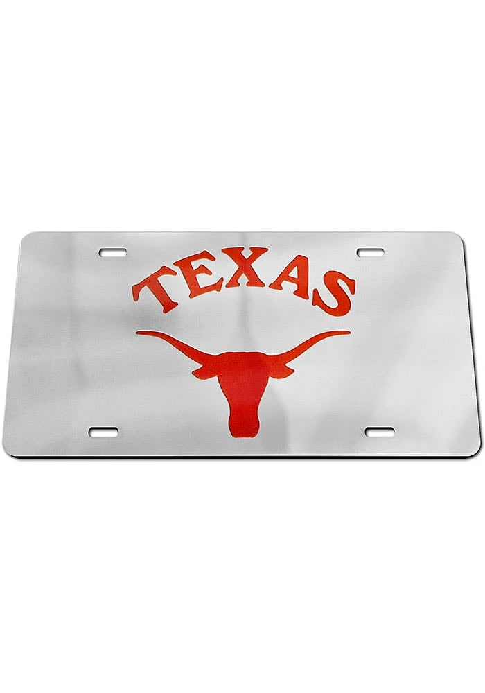 Texas Longhorns Silver Team Logo Silver Car Accessory License Plate