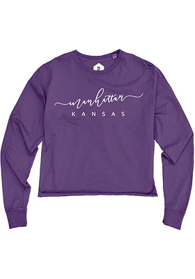 Manhattan Womens Purple Script LS Tee
