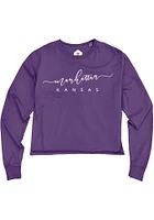 Manhattan Womens Purple Script LS Tee