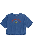 Rally Lawrence Womens Blue Sunflower Short Sleeve T-Shirt