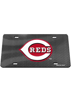 Cincinnati Reds Grey Carbon Fiber Car Accessory License Plate