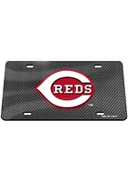 Cincinnati Reds Grey Carbon Fiber Car Accessory License Plate