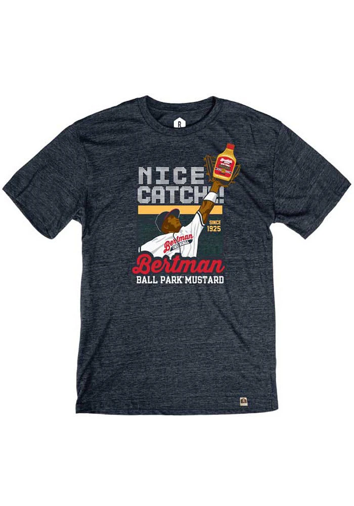Rally Cleveland Navy Blue Bertman Mustard Short Sleeve Fashion T Shirt