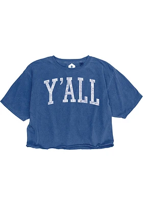 RALLY Womens Blue YAll Short Sleeve T-Shirt