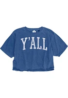 RALLY Womens Blue YAll Short Sleeve T-Shirt