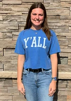 RALLY Womens Blue YAll Short Sleeve T-Shirt