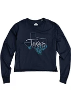 Rally Texas Womens Navy Blue State Shape LS Tee