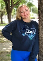 Rally Texas Womens Navy Blue State Shape LS Tee