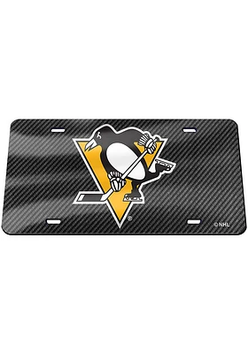 Pittsburgh Penguins Grey Carbon Fiber Car Accessory License Plate
