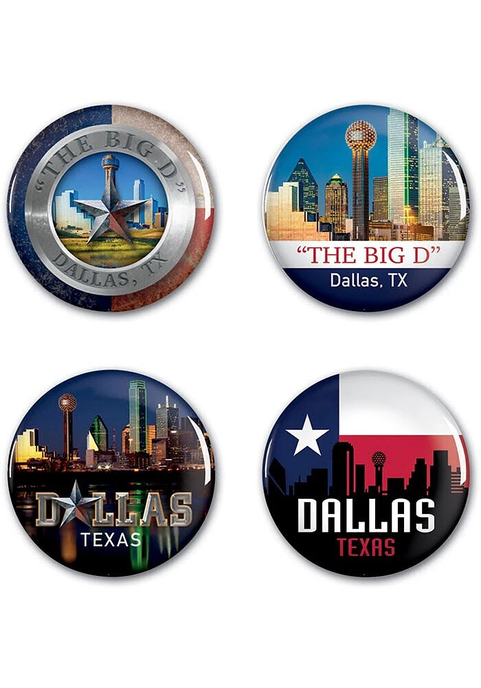 Dallas Ft Worth 4pk Button - Blue