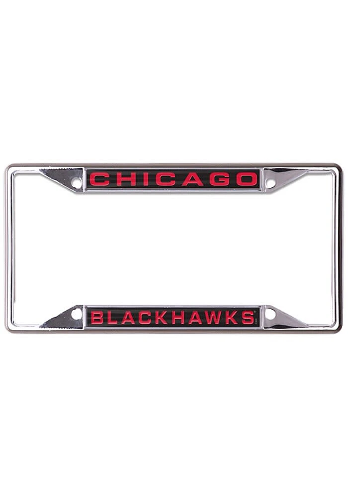 Chicago Blackhawks Metallic Inlaid License Plate Frame - Black