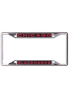 Chicago Blackhawks Metallic Inlaid License Plate Frame - Black