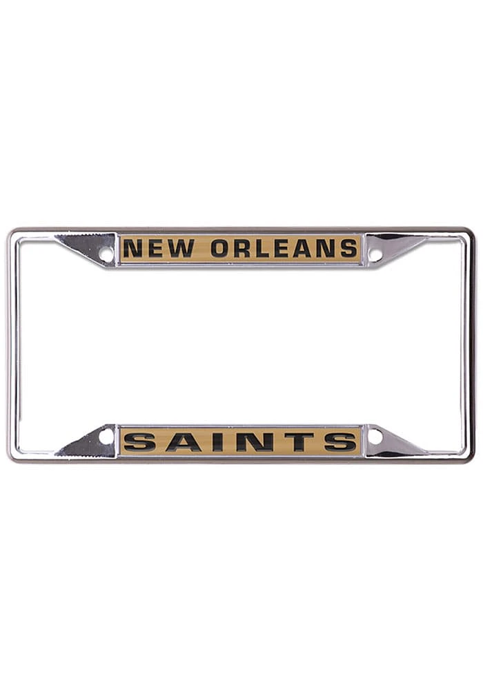 New Orleans Saints Metallic Inlaid License Plate Frame - Black