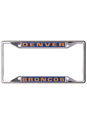 Denver Broncos Metallic Inlaid License Plate Frame - Blue