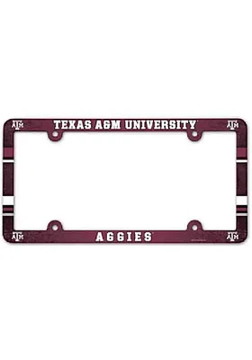 Texas A&M Aggies Plastic Full Color License Plate Frame - White