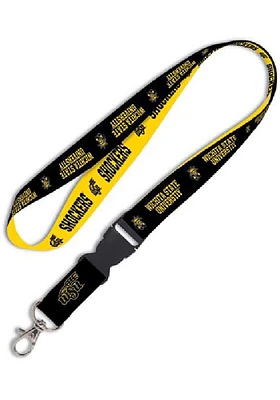 Wichita State Shockers 2 Color Buckle Black Lanyard - Black