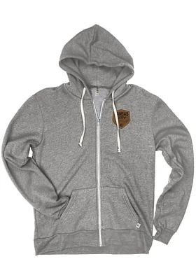Kansas City Mens Grey Leather Patch Long Sleeve Zip Fashion