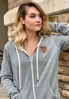 Kansas City Mens Grey Leather Patch Long Sleeve Zip Fashion
