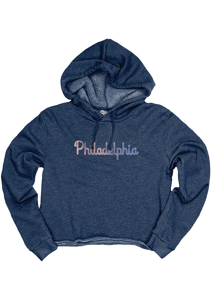 Philadelphia Womens Navy Blue Wordmark Hooded Sweatshirt