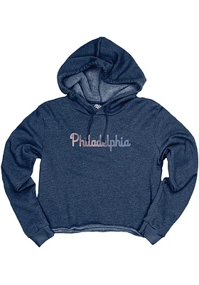 Philadelphia Womens Navy Blue Wordmark Hooded Sweatshirt