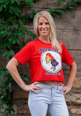 Kansas Jayhawks Womens Boyfriend Crop Short Sleeve T-Shirt