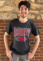 Charlie Hustle Arkansas Razorbacks Charcoal Metal Mascot Short Sleeve Fashion T Shirt