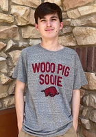 Charlie Hustle Arkansas Razorbacks Grey Woo Pig Sooie Short Sleeve Fashion T Shirt