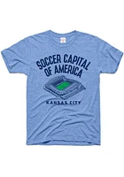 Charlie Hustle Sporting Kansas City Light Blue Soccer Capital Short Sleeve Fashion T Shirt
