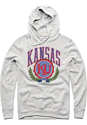 Charlie Hustle Kansas Jayhawks Mens Grey Rock Chalk Foliage Fashion Hood
