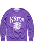 Charlie Hustle K-State Wildcats Mens Purple Pennant Long Sleeve Fashion Sweatshirt