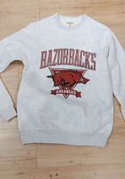 Charlie Hustle Arkansas Razorbacks Mens Grey Throwback Long Sleeve Fashion Sweatshirt
