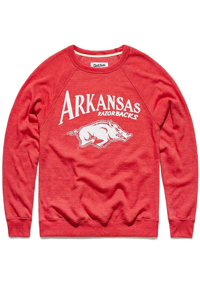 Charlie Hustle Arkansas Razorbacks Mens Cardinal Pennant Long Sleeve Fashion Sweatshirt