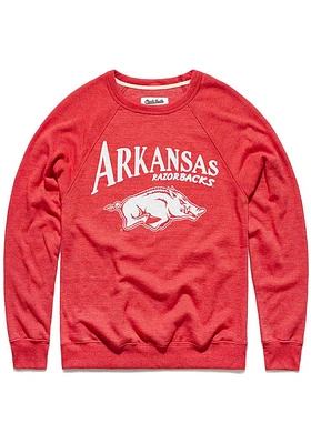 Charlie Hustle Arkansas Razorbacks Mens Cardinal Pennant Long Sleeve Fashion Sweatshirt
