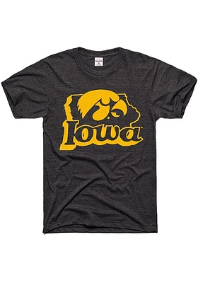Charlie Hustle Iowa Hawkeyes Charcoal Outline Short Sleeve Fashion T Shirt