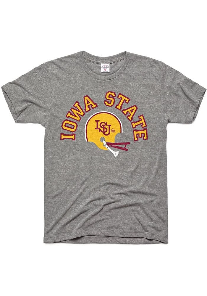 Charlie Hustle Iowa State Cyclones Grey Football Gridiron Short Sleeve Fashion T Shirt