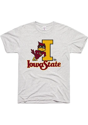 Charlie Hustle Iowa State Cyclones Ash Vintage Logo Short Sleeve Fashion T Shirt