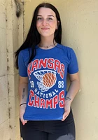 Charlie Hustle Kansas Jayhawks Blue 1988 National Champs Short Sleeve Fashion T Shirt
