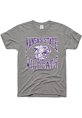 Charlie Hustle K-State Wildcats Grey Vintage Short Sleeve Fashion T Shirt