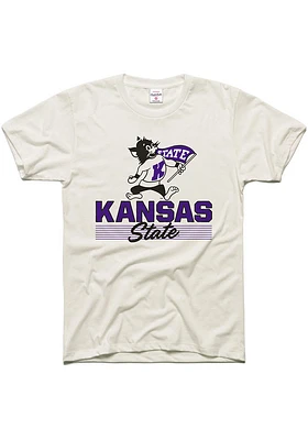 Charlie Hustle K-State Wildcats White Heritage Script Short Sleeve Fashion T Shirt