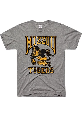 Charlie Hustle Missouri Tigers Grey Vintage Football Short Sleeve Fashion T Shirt